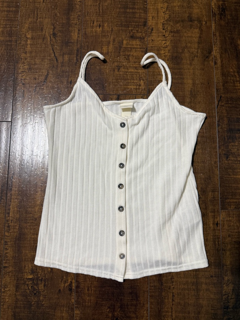 H&M Cream Ribbed Button-Front Cami
